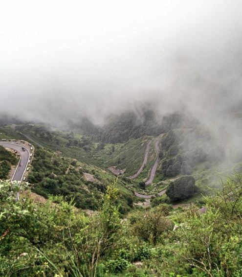 Cloud covered road as seen from Chakrata